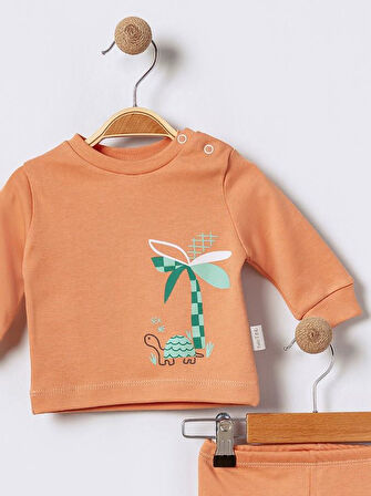 %100 Pamuklu  Yenidogan Unisex  Kiz Erkek Pamuk Desenli  2'li Bebek Pijama Takımı