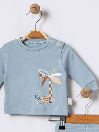 %100 Pamuklu  Yenidogan Unisex  Kiz Erkek Pamuk Desenli  2'li Bebek Pijama Takımı