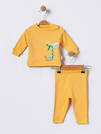 %100 Pamuklu  Yenidogan Unisex  Kiz Erkek Pamuk Desenli  2'li Bebek Pijama Takımı