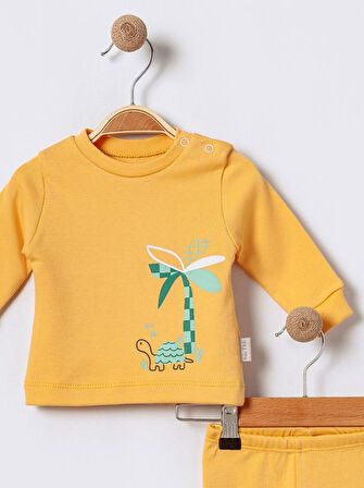 %100 Pamuklu  Yenidogan Unisex  Kiz Erkek Pamuk Desenli  2'li Bebek Pijama Takımı