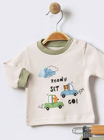 %100 Pamuklu  Yenidogan Unisex  Kiz Erkek Pamuk Araba Desenli  2'li Bebek Pijama Takımı