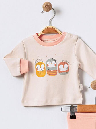 %100 Pamuklu  Yenidogan Unisex  Kiz Erkek Pamuk Desenli  2'li Bebek Pijama Takımı