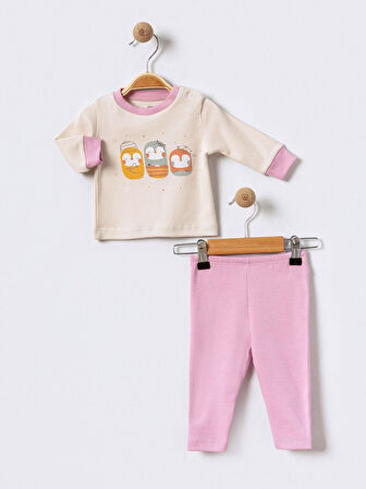 %100 Pamuklu  Yenidogan Unisex  Kiz Erkek Pamuk Desenli  2'li Bebek Pijama Takımı