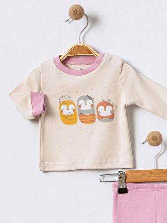 %100 Pamuklu  Yenidogan Unisex  Kiz Erkek Pamuk Desenli  2'li Bebek Pijama Takımı