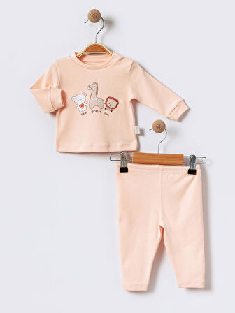 %100 Pamuklu  Yenidogan Unisex  Kiz Erkek Pamuk Desenli  2'li Bebek Pijama Takımı