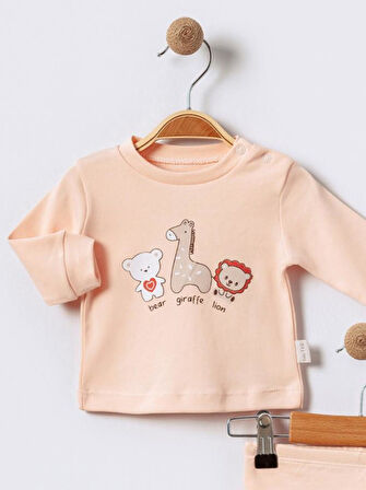 %100 Pamuklu  Yenidogan Unisex  Kiz Erkek Pamuk Desenli  2'li Bebek Pijama Takımı