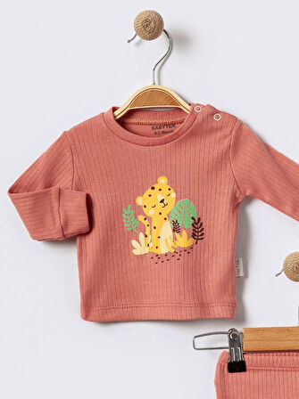 %100 Pamuklu  Fitilli Yenidogan Unisex  Kiz Erkek Pamuk Desenli  2'li Bebek Pijama Takımı