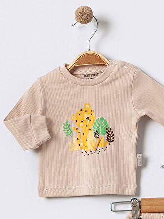 %100 Pamuklu  Fitilli Yenidogan Unisex  Kiz Erkek Pamuk Desenli  2'li Bebek Pijama Takımı