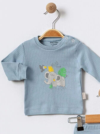 %100 Pamuklu  Fitilli Yenidogan Unisex  Kiz Erkek Pamuk Desenli  2'li Bebek Pijama Takımı