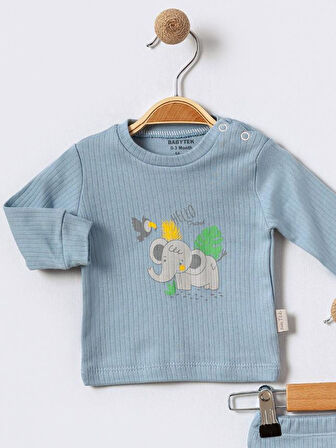 %100 Pamuklu  Fitilli Yenidogan Unisex  Kiz Erkek Pamuk Desenli  2'li Bebek Pijama Takımı