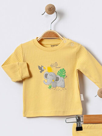 %100 Pamuklu  Fitilli Yenidogan Unisex  Kiz Erkek Pamuk Desenli  2'li Bebek Pijama Takımı