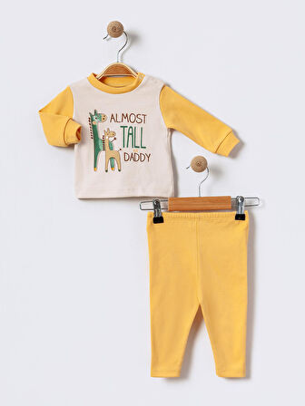 %100 Pamuklu  Yenidogan Unisex  Kiz Erkek Pamuk Desenli  2'li Bebek Pijama Takımı