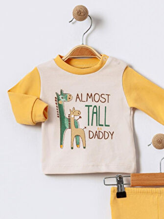 %100 Pamuklu  Yenidogan Unisex  Kiz Erkek Pamuk Desenli  2'li Bebek Pijama Takımı