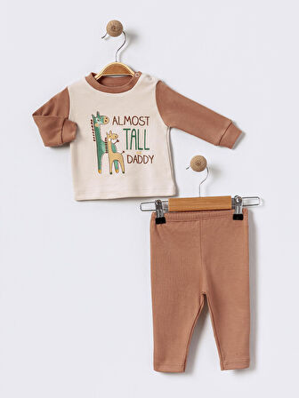 %100 Pamuklu  Yenidogan Unisex  Kiz Erkek Pamuk Desenli  2'li Bebek Pijama Takımı