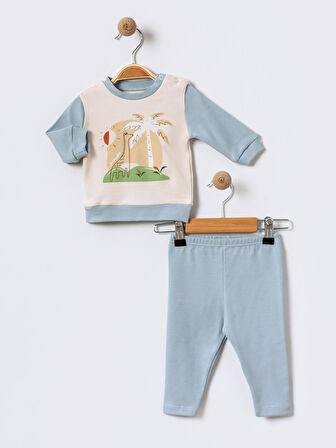 %100 Pamuklu  Yenidogan Unisex  Kiz Erkek Pamuk Desenli  2'li Bebek Pijama Takımı