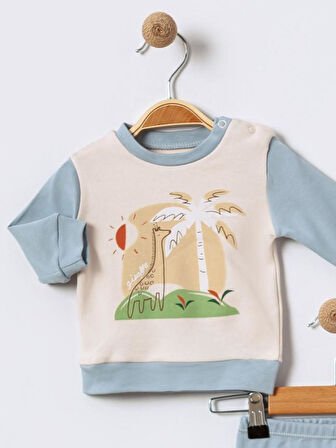 %100 Pamuklu  Yenidogan Unisex  Kiz Erkek Pamuk Desenli  2'li Bebek Pijama Takımı