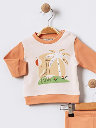 %100 Pamuklu  Yenidogan Unisex  Kiz Erkek Pamuk Desenli  2'li Bebek Pijama Takımı