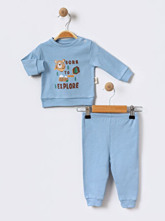 %100 Pamuklu  Yenidogan Unisex  Kiz Erkek Pamuk Desenli  2'li Bebek Pijama Takımı