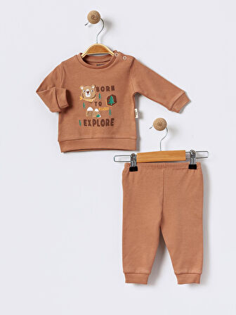 %100 Pamuklu  Yenidogan Unisex  Kiz Erkek Pamuk Desenli  2'li Bebek Pijama Takımı