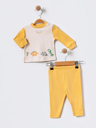 %100 Pamuklu  Yenidogan Unisex  Kiz Erkek Pamuk Desenli  2'li Bebek Pijama Takımı