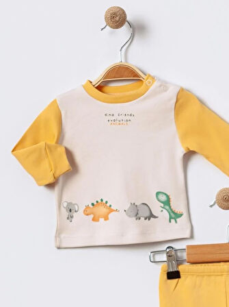%100 Pamuklu  Yenidogan Unisex  Kiz Erkek Pamuk Desenli  2'li Bebek Pijama Takımı