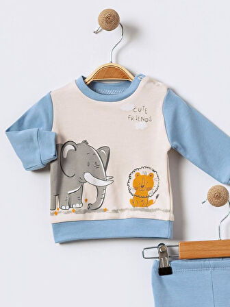 %100 Pamuklu  Yenidogan Unisex  Kiz Erkek Pamuk Desenli  2'li Bebek Pijama Takımı