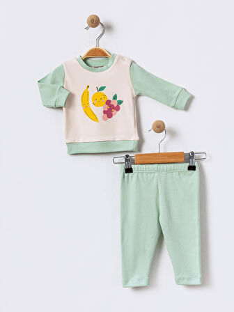 %100 Pamuklu  Yenidogan Unisex  Kiz Erkek Pamuk Desenli  2'li Bebek Pijama Takımı