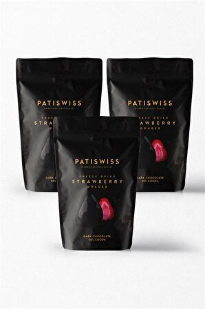 Patiswiss Bitter Çikolata Kaplı Çilek Draje Set (3 Adet)