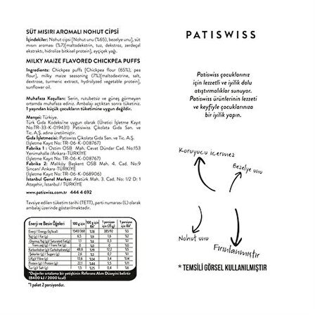 Patiswiss Süt Mısırı Nohut Cipsi 6x50 gr 