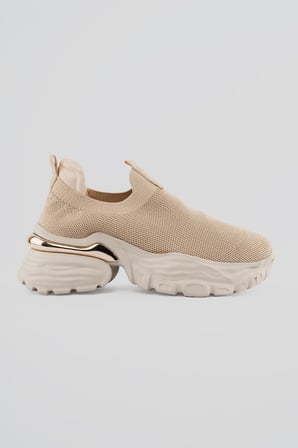 Kadın Sneaker Kalın Taban Slip On Spor Ayakkabı Aurex Bej