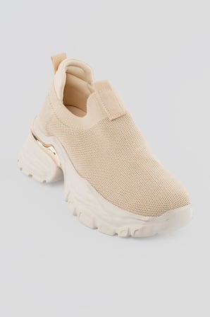 Kadın Sneaker Kalın Taban Slip On Spor Ayakkabı Aurex Bej