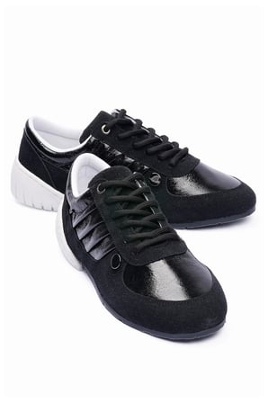 Kadın Süet Sneaker Metalik Detaylı Günlük Spor Ayakkabı Telora Siyah