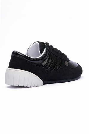 Kadın Süet Sneaker Metalik Detaylı Günlük Spor Ayakkabı Telora Siyah
