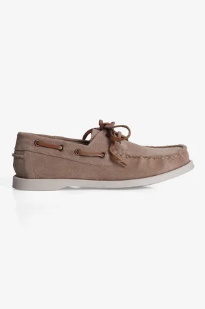 Kadın Hakiki Süet Bağcıklı Loafer Günlük Ayakkabı Torin Vizon
