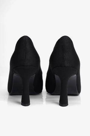 Kadın Süet Topuklu Ayakkabı Kare Burun Stiletto Naya Siyah