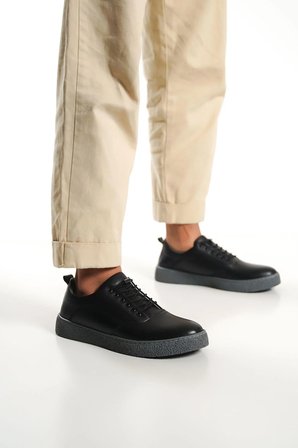 Mubiano Hakiki Deri 1326-S Siyah Erkek Spor Ayakkabı & Sneaker