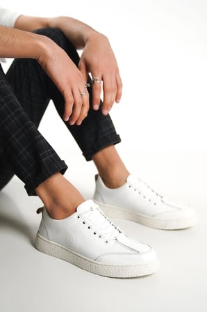 Mubiano Hakiki Deri 4500-B Beyaz Erkek Spor Ayakkabı & Sneaker