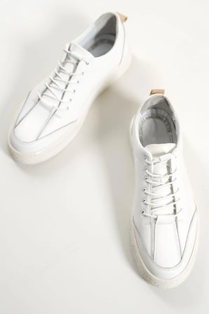 Mubiano Hakiki Deri 4500-B Beyaz Erkek Spor Ayakkabı & Sneaker