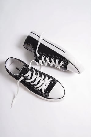 Mubiano MBCVS200S Düz Taban Bağcıklı Erkek Siyah Bez Spor Ayakkabı & Sneaker