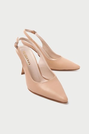 Mubiano MBHRN950-N Kadın Arkası Açık Sivri Burun Nude Yüksek Topuklu Ayakkabı & Stiletto