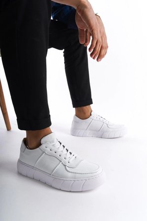 Mubiano Hakiki Deri Erkek Spor Ayakkabı & Sneaker Beyaz -MBKRY650-B
