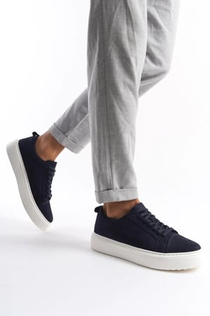 Mubiano Hakiki Deri MBNBKM3-LCV Erkek Nubuk Lacivert Sneaker & Spor Ayakkabı