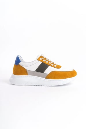 Mubiano Hakiki Deri Erkek Spor Ayakkabı & Sneaker Camel/Beyaz -MBKNT-CMLB