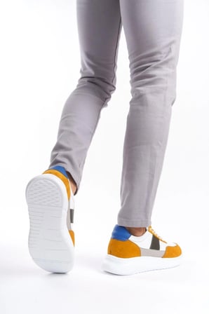 Mubiano Hakiki Deri Erkek Spor Ayakkabı & Sneaker Camel/Beyaz -MBKNT-CMLB