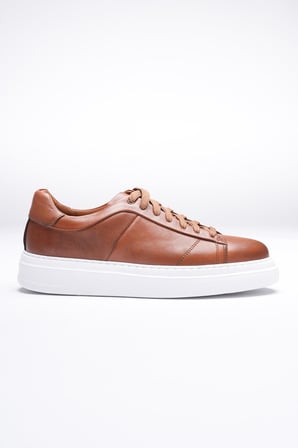 Erkek Hakiki Deri Sneaker Taba Maver