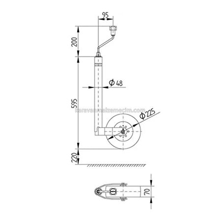 Knott Destek Tekeri Pilot Teker 150 Kg 48mm Geniş Taban