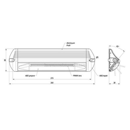 Sanel 30cm Dış Led Aydınlatma 12v/24v Su Geçirmez 