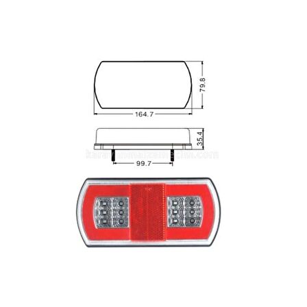 SHUIVAN Led Römork Stop Lambası Uzun Tip 12v - 2'li Set