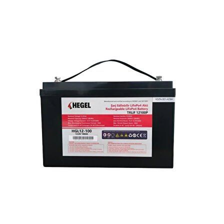 Hegel Lityum Akü 100Ah LifePO4 12.8v 1280Wh