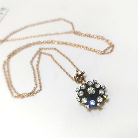 0.31ct Elmas Gül Modeli Kolye 8K Altın
